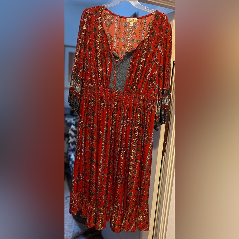1 WORLD - BABYDOLL DRESS size 1X RED